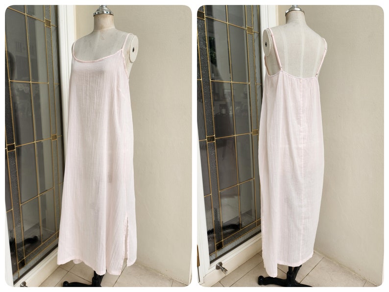 Long Cotton Slip Dress, Maxi Slip dress with Side Split, Long Night Gown in Light Cotton, Petticoat image 6