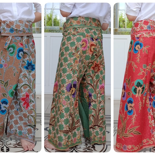 Pantalon long pêcheur thaïlandais en batik de coton imprimé, Pantalon portefeuille décontracté, Vêtements de détente, Pantalons de nuit, Pantalons de yoga, Pantalons unisexes, Pantalons de plage