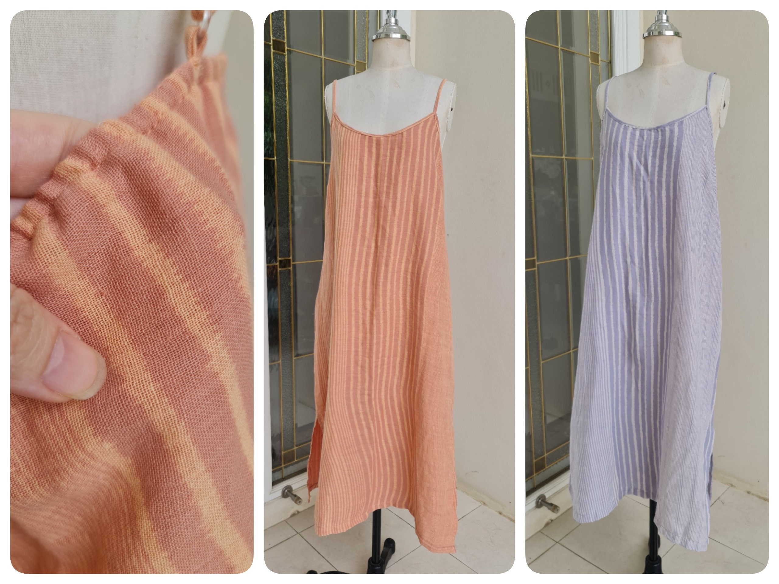 Double Cotton Gauze Slip Dress Cotton Slip Dress With Side Etsy