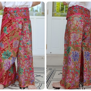 Thai Fisherman Pants in Cotton Batik Printed, Casual Wrap Pants, Lounge-wear, Night Pants, Wrap pants, Unisex Pants