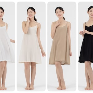 Short Cotton Slip Dress, Camisole Dress, Petticoat, Under Dress image 1