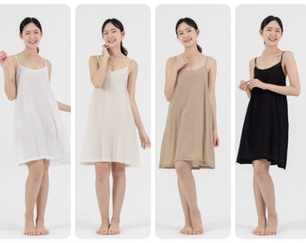 Short Cotton Slip Dress, Camisole Dress, Petticoat, Under Dress