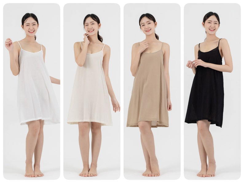 Short Cotton Slip Dress, Camisole Dress, Petticoat, Under Dress image 1