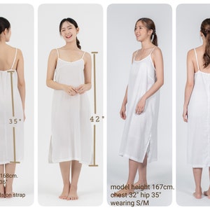 Midi Cotton Slip Dress, Midi Slip dress with Side Split, Midi Night Gown in Light Cotton, Camisole Dress, Petticoat image 8