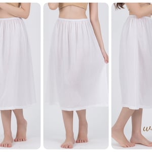 Midi length Slip Skirt, Cotton Half Slip Skirt, Petticoat, Underskirt image 2