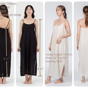 Long Cotton Slip Dress, Maxi Slip dress with Side Split, Long Night Gown in Light Cotton, Petticoat image 7