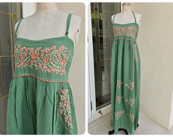Hand Embroidery Mexican Inspired Maxi Dress, Cotton Tube Dress, Bohemian Dress, Bridesmaid Beach Dress, Swim Cover Up