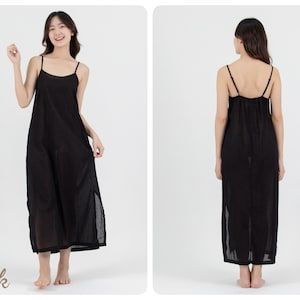 Long Cotton Slip Dress, Maxi Slip dress with Side Split, Long Night Gown in Light Cotton, Petticoat image 5