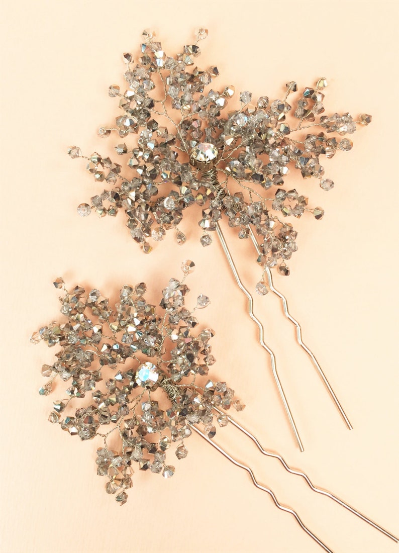 Star bridal hair pins Set of 2 wedding hair pins Silver hair Etsy