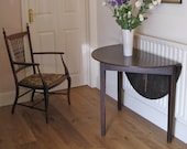 George III Stained Oak Demi-Lune Table with Later Drop-Leaf