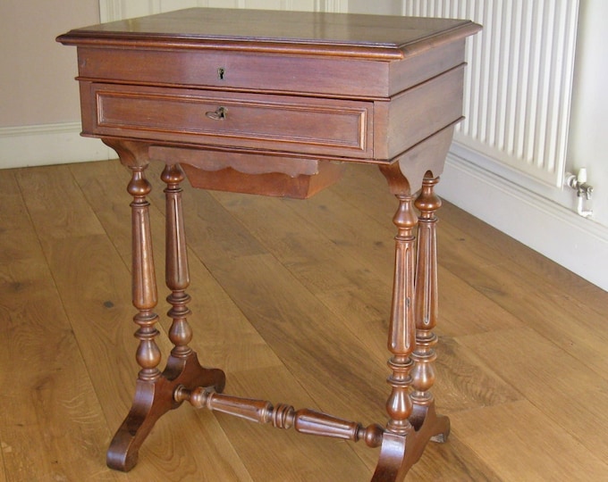 19thC French Mahogany Work Table or 'Poudreuse'
