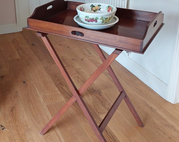 19th Century Mahogany Butler's Tray on Folding Stand