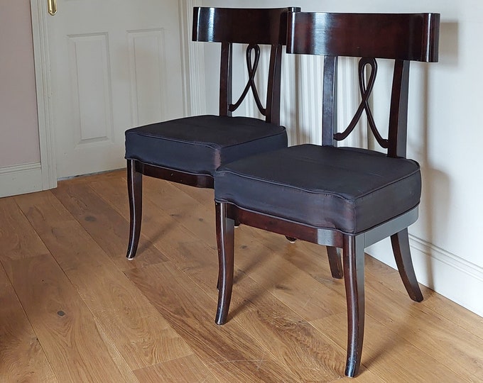 A Pair of Late 20thC Continental Empire Style Side Chairs