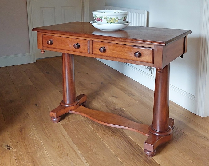 Early Victorian Mahogany 2 Drawer Writing Table