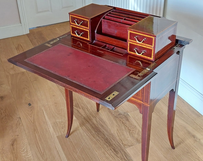 Edwardian Satinwood Banded Mahogany Metamorphic Writing Table