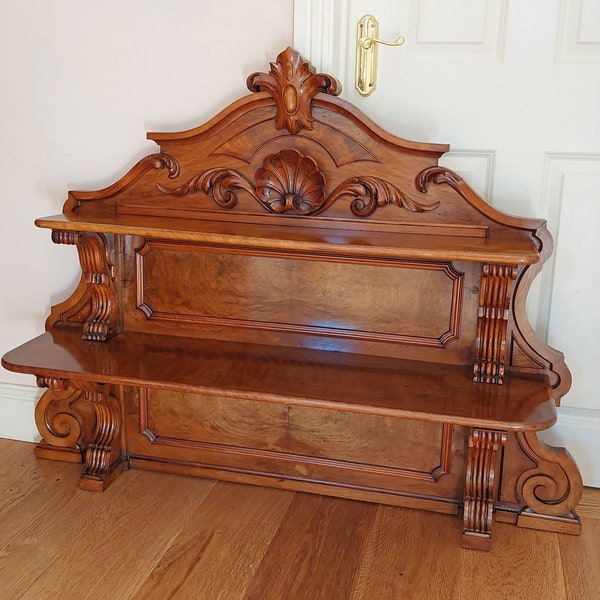 Late Victorian French? Walnut Backboard with Shelves