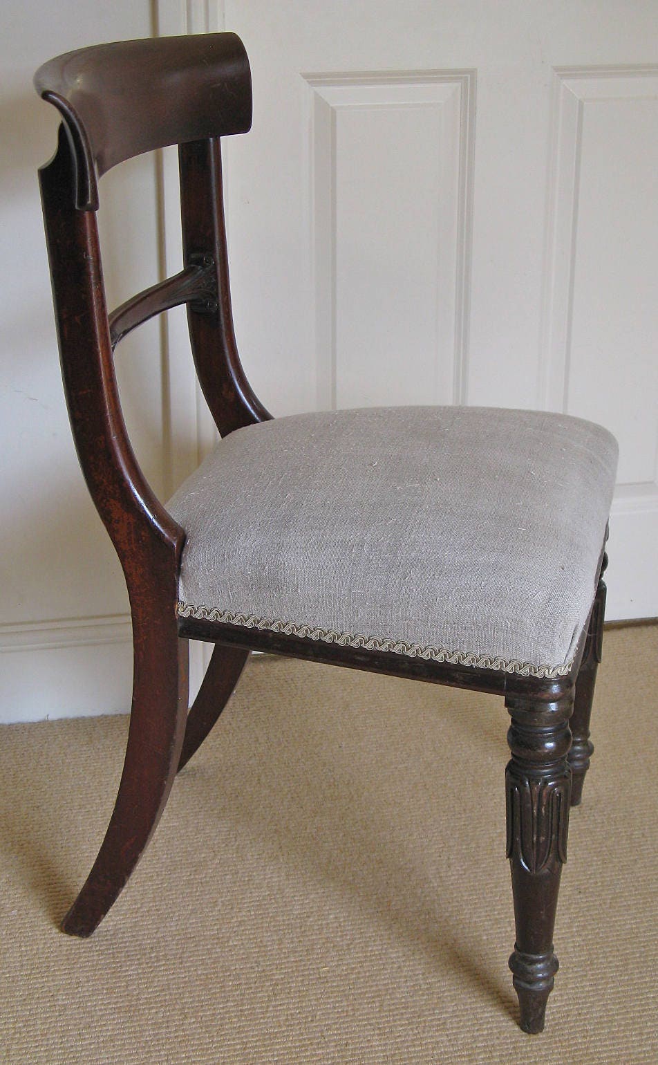Pair of Victorian Mahogany? ReUpholstered Dining or Side Chairs