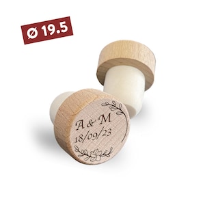Tapa de botella personalizada 30mm para 75cl - Tapa de botella de vino de corcho con su mensaje, nombre... [Tapa de botella de vino original]