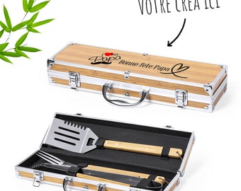 Coffret barbecue Personnalisable – Devenez le King du BBQ avec ce kit barbecue 3 ustensiles [ Malette barbecue ]