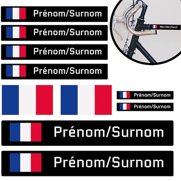 Personalized Flag/Name Stickers (Pack of 10) - Personalized self-adhesive labels ideal for bicycles, scooters, helmets, etc.