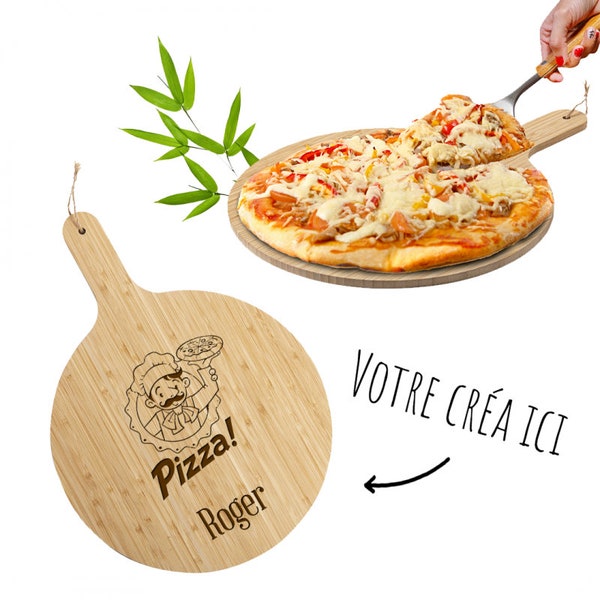 Planche pizza bois Bambou Personnalisable – Personnalisez votre planche à pizza avec un message, un prénom ou un logo [ Assiette pizza ]