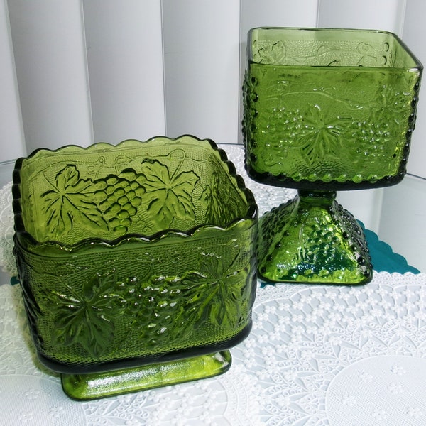 Green Glass Dishes Etsy
