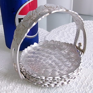 Continental Silver Aluminum Coaster Set, Wild Rose