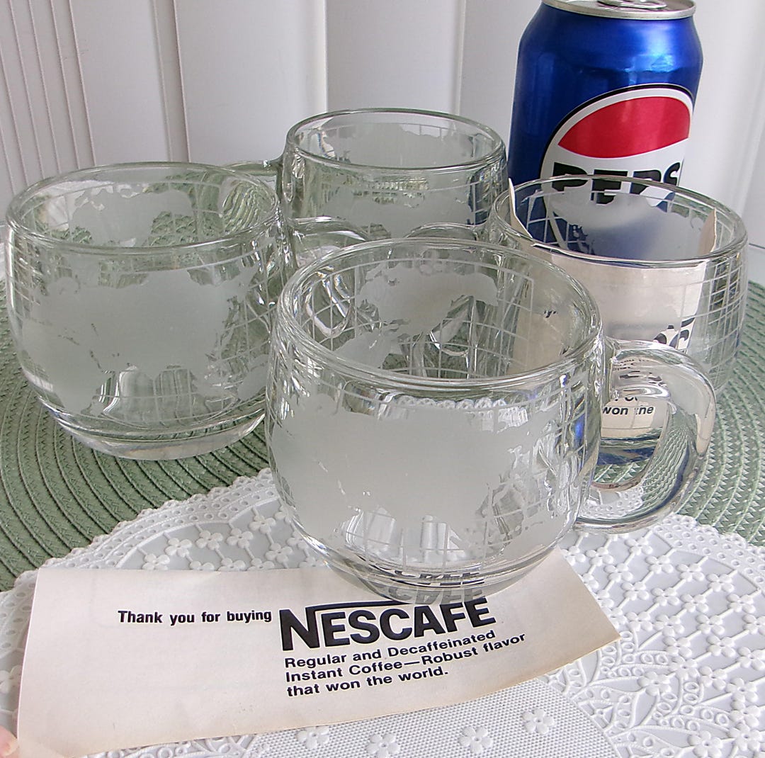 Vintage Nestle Nescafe World Globe Coffee Mugs Cups Set Of Four New Vintage Nestle Nescafe World Globe Coffee Mugs Cups Set Of Four New