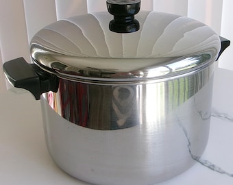 Vintage Revere Ware 6 Quart Stockpot With Lid, Steel Bottom
