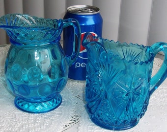 Two Blue Pitchers, Vases, Small Size