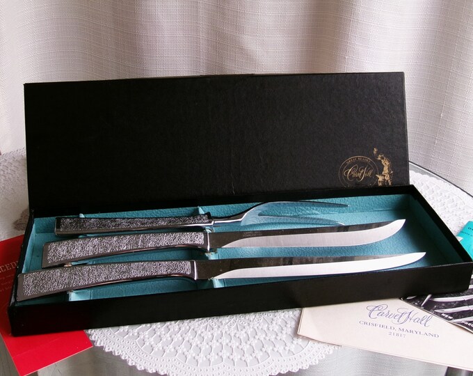 Vintage Carvel Hall 3pc Carving Knife Set Serving Fork Knives in