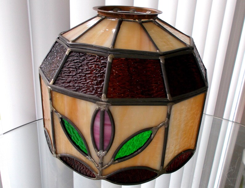 Vintage Leaded Stained Glass Lamp Shade