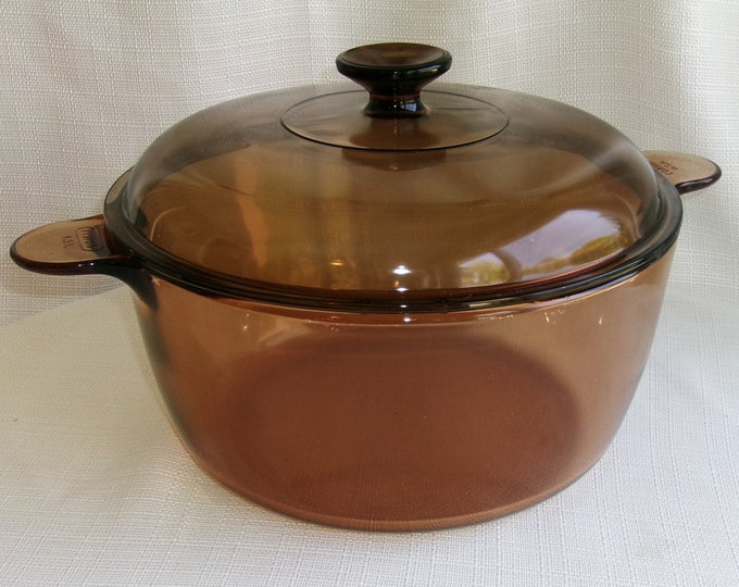 Pyrex 4.5 Liter Fireside Brown Visions Large Dutch Oven Vintage Pyrex