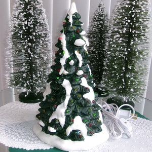 Vintage Lemax Lighted Ceramic Christmas Tree, 11&quot;