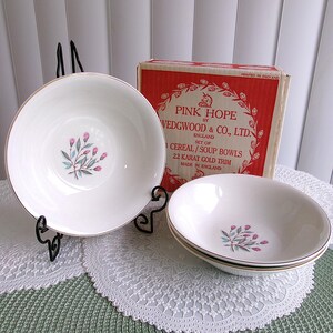 Vintage Wedgwood Pink Hope Cereal/Soup Bowl Trio, New in Box