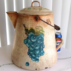 Vintage Toleware Cowboy Coffee Pot