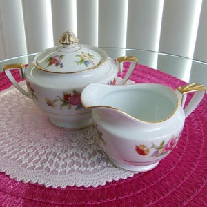 Vintage Noritake Creamer & Sugar Bowl Set, Phyllis Floral Pattern