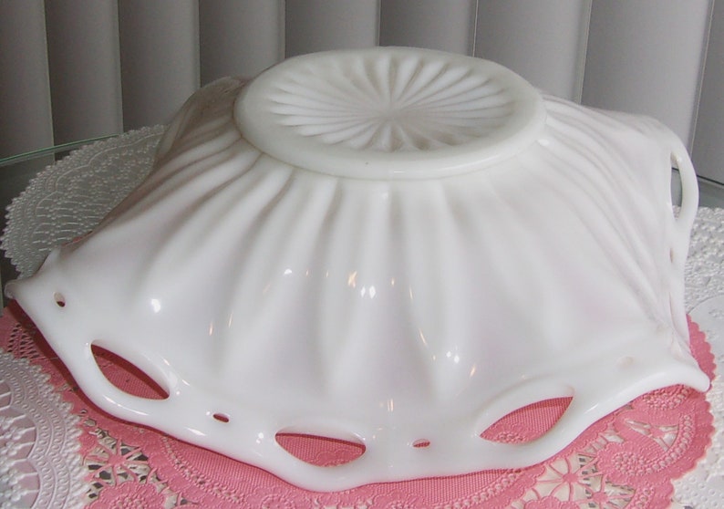 Vintage Milk Glass Basket Bowl Centerpiece Etsy
