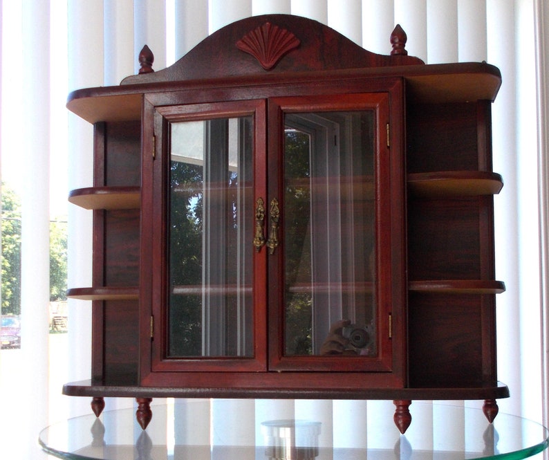 Vintage Curio Cabinet Double Glass Door