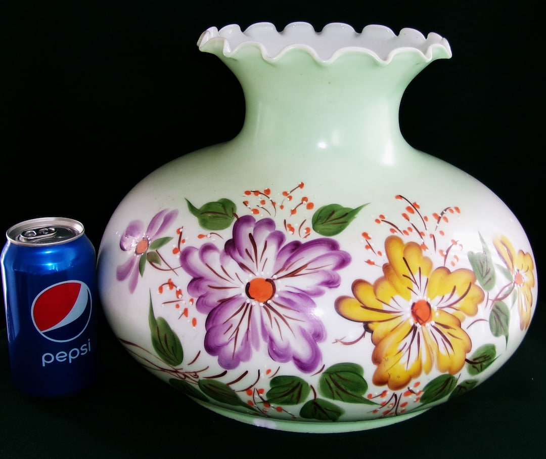 Vintage Replacement Glass Shade for Hurricane Lamp, Large Floral Etsy