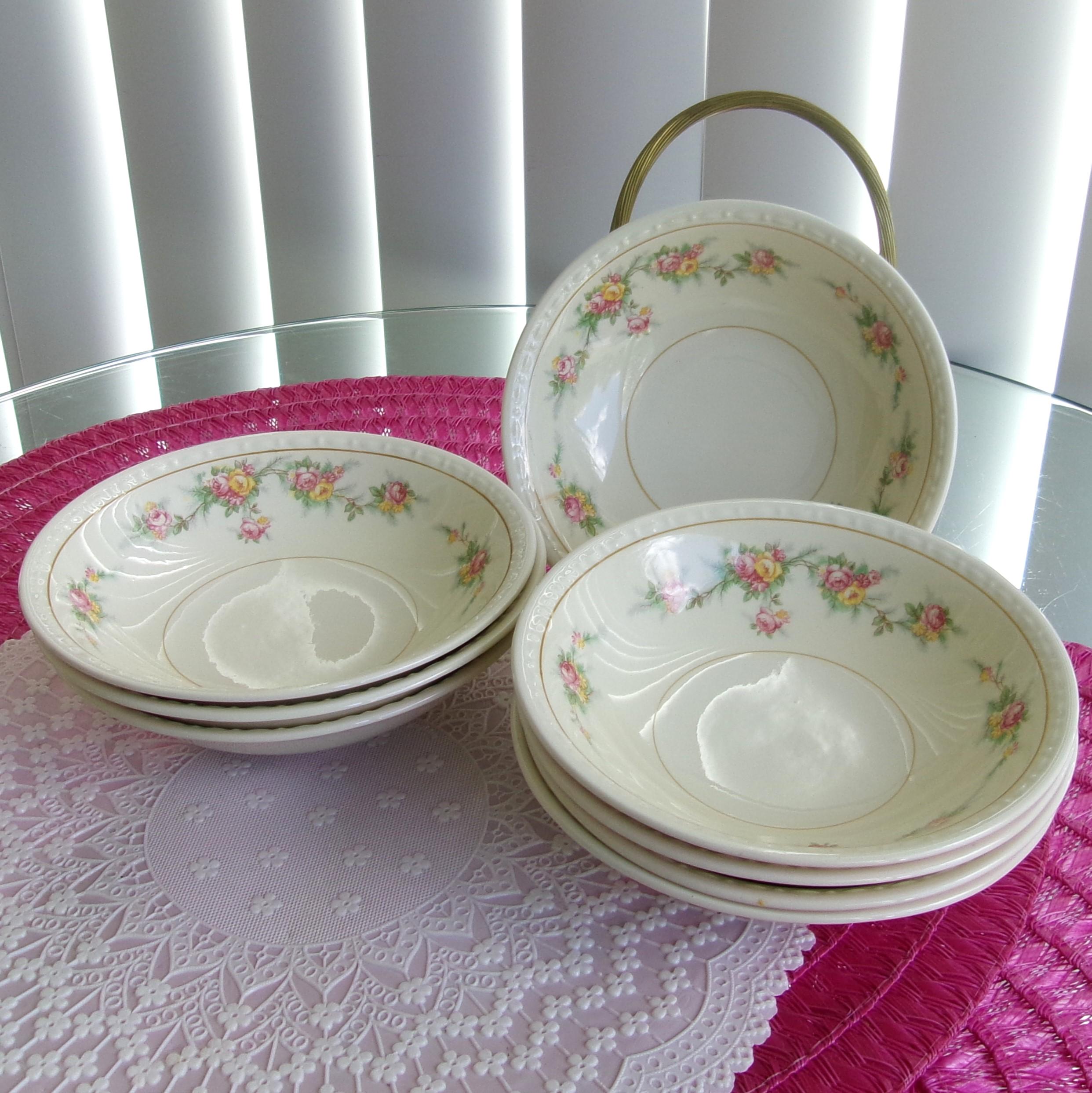 Homer Laughlin Vegetable, Berry Bowls, Georgian Eggshell, 7 Pc. Set