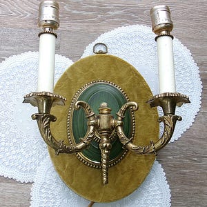 Vintage Brass Victorian Double Arm Electric Light Sconce, Large 12&quot;