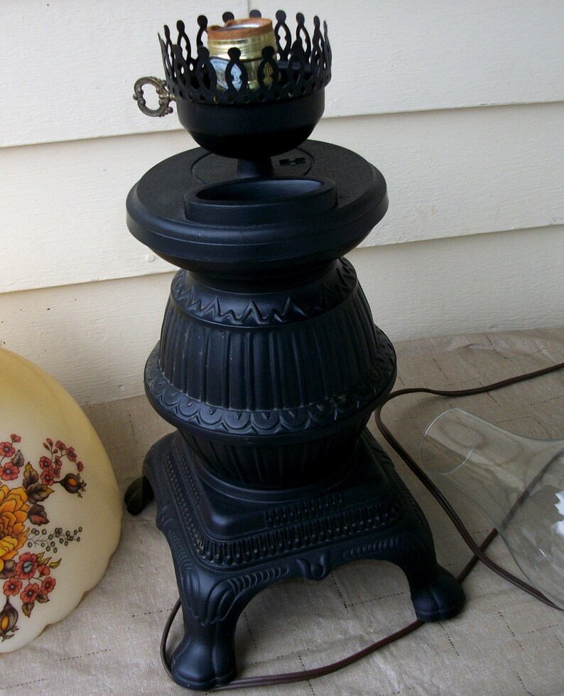 Vintage Table Lamp Pot Belly Stove Etsy