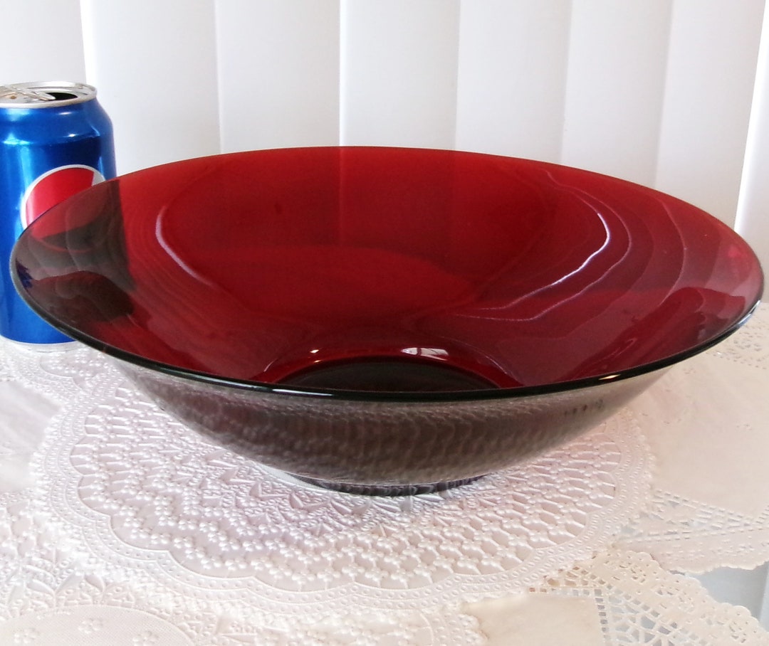 Vintage Anchor Hocking Ruby Red Glass Serving Bowl Etsy
