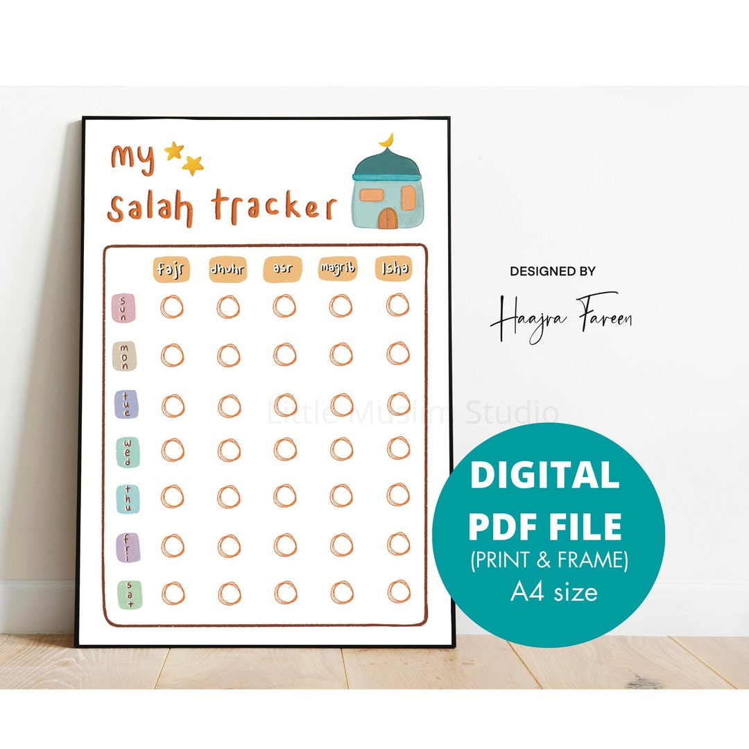 Muslim Salah Tracker Printable, Children's Prayer Tracker , Prayer Chart for Kids, Daily Salah ...