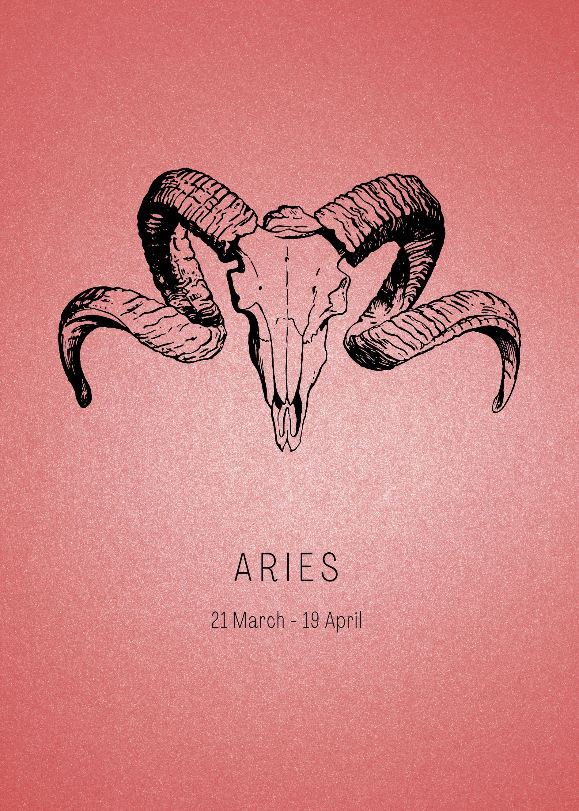 Set of Downloadable Aries Zodiac With Stars Art Print, Aries Instant