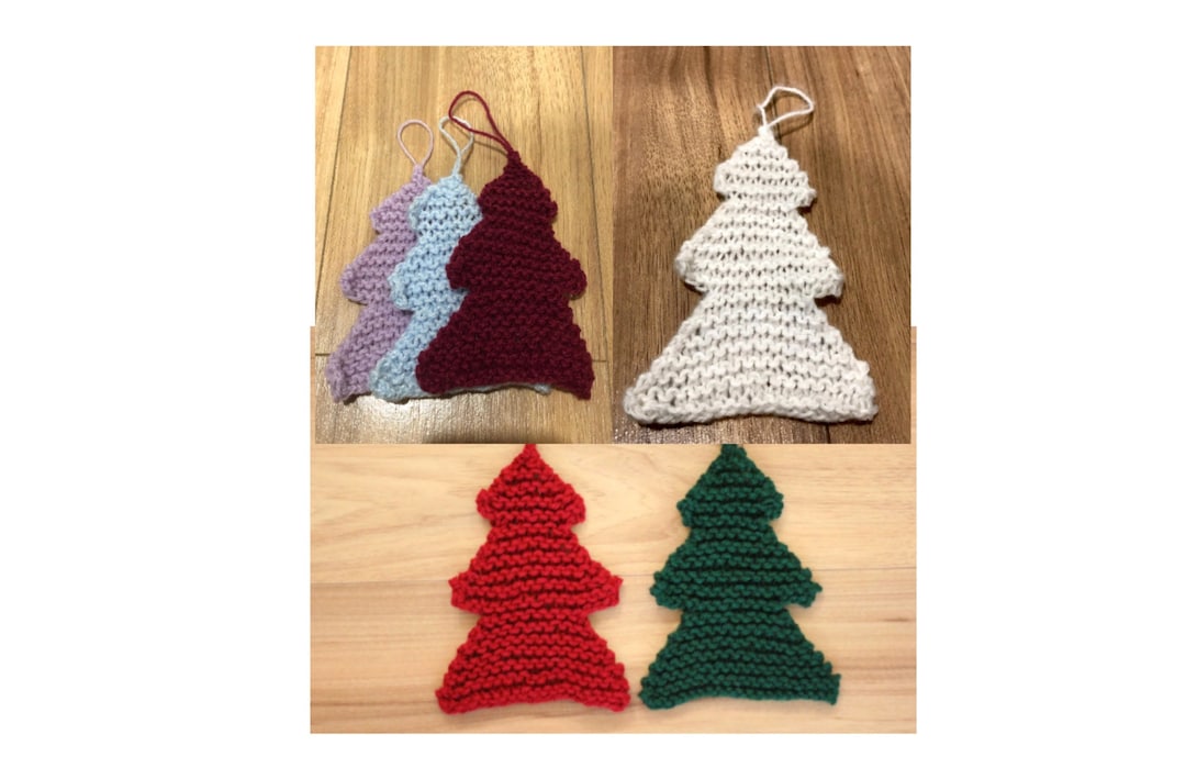 Knitted Christmas Tree Ornaments Set of 3, Christmas Decorations, Handknit Ornaments, Christmas