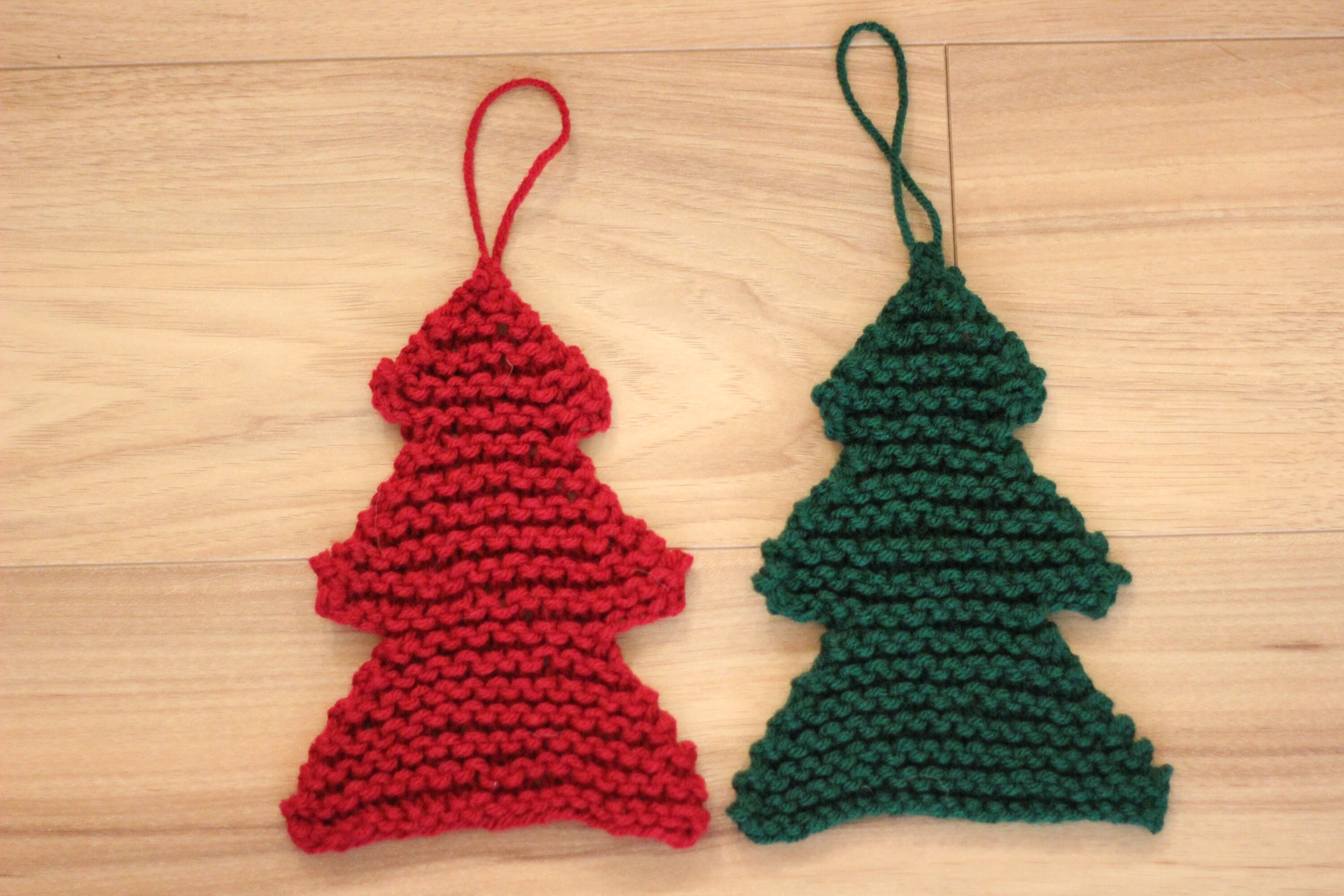 Knitted Christmas Tree Ornaments Set of 3, Christmas Decorations, Handknit Ornaments, Christmas