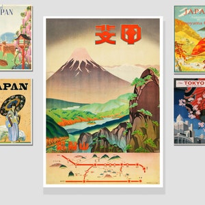 Japan Travel Poster Prints: Watercolor City Art