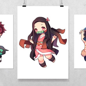 Printed wall art - Demon Slayer Fanart - boys girls bedroom decor gaming gamer anime gift nezuko Tanjiro manga